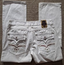 Rock Revival Tate Straight Denim Jeans White Back Flaps 40"x31" Made In USA NWOT