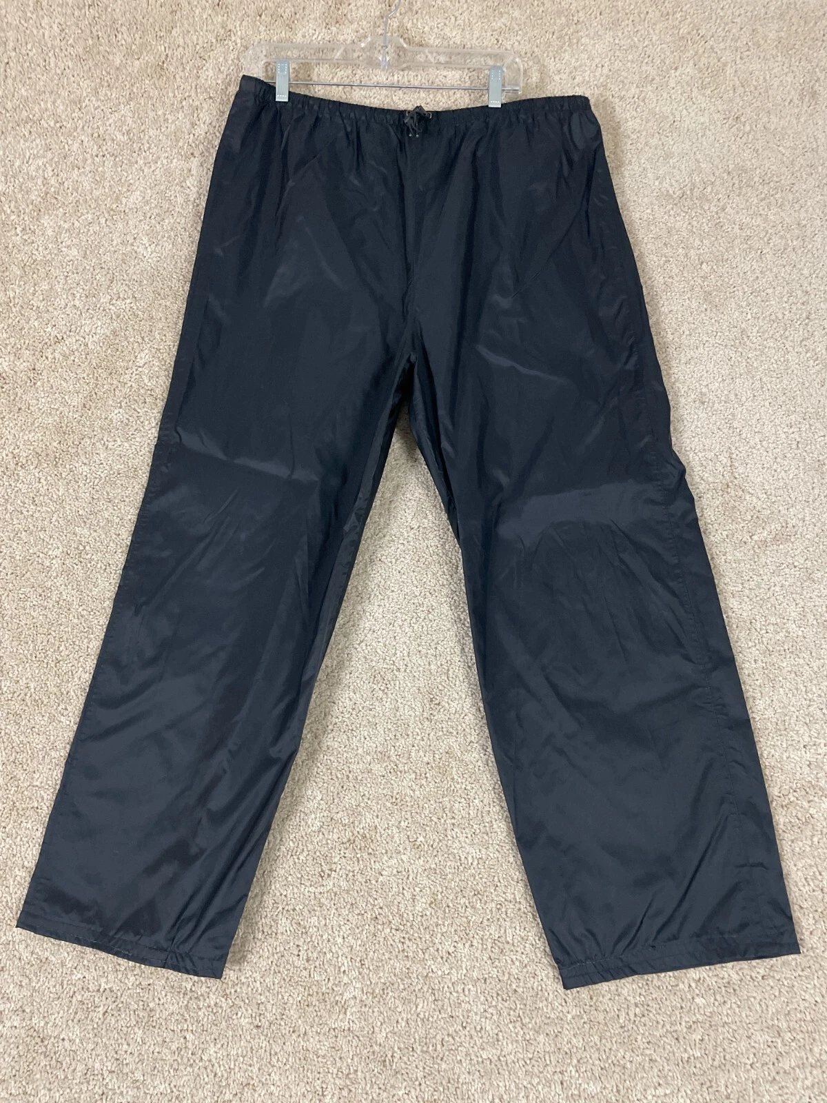 Vintage LL Bean Rain Pants Mens Large Regular Straight Leg Elastic Waist Black