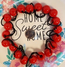 Red ELASTIC PONYTAIL HOLDER BEAD GIRL HAIR SCRUNCHIE KNOCKER BALL