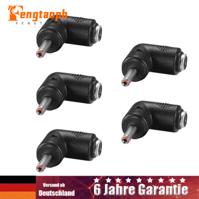 5PCS 90 Grad Winkel DC 5,5 x 2,1 mm auf 3,5 x 1,35 mm Adapter Stecker auf Buchse