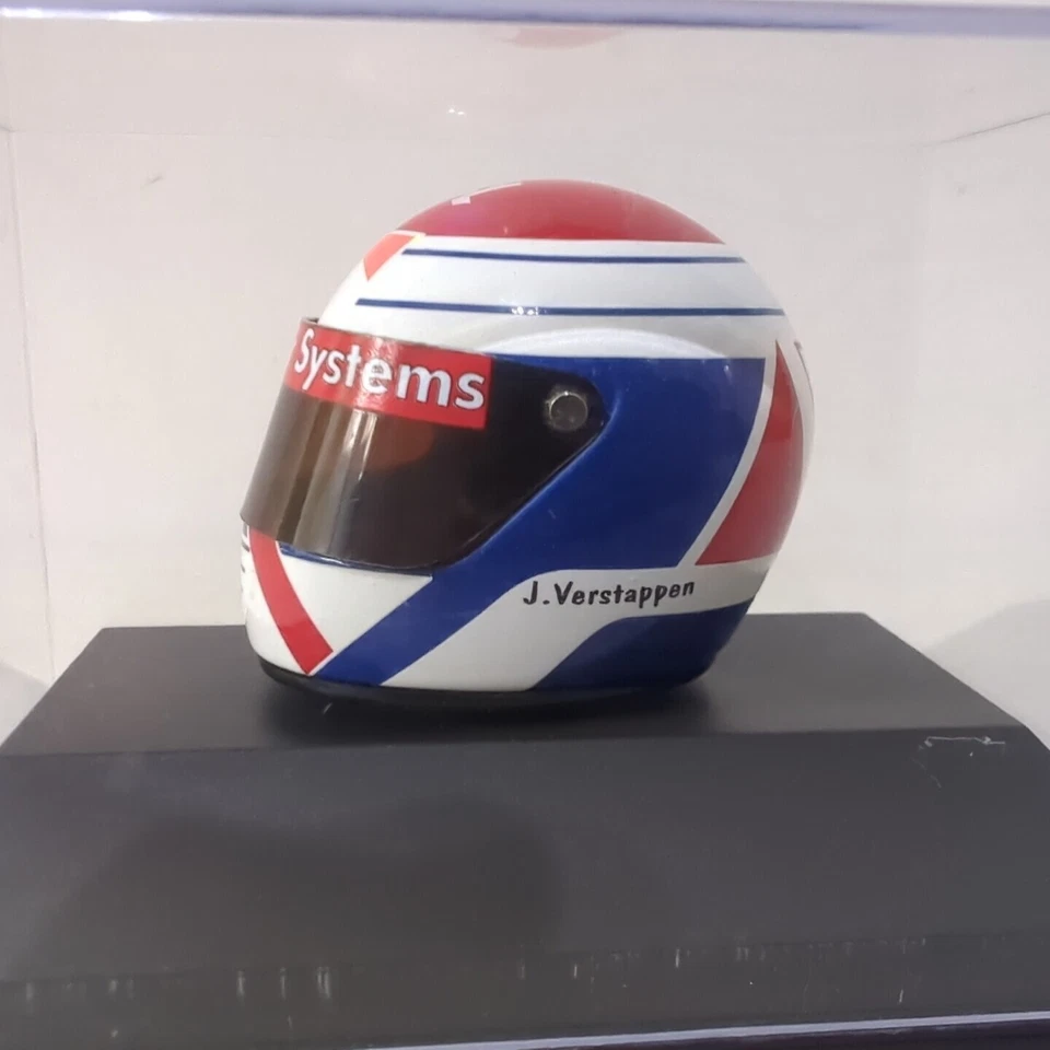 MINICHAMPS 1/8 JOS VERSTAPPEN 1996 DRIVERS HELMET F1 CASED MODEL FORMULA ONE - Image 2 of 4