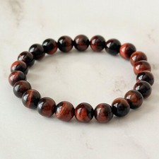 8mm Red Tiger's Eye Stone Stretch Bracelet Protection Healing Bracelet Handmade