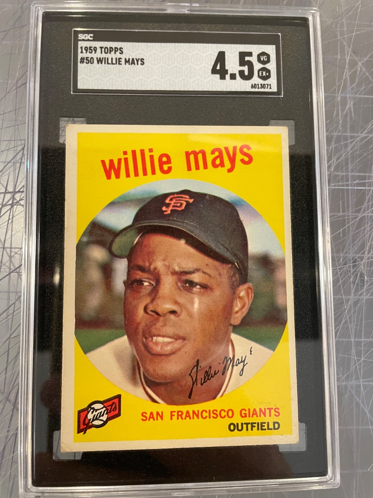 1959 TOPPS #50 WILLIE MAYS SAN FRANCISCO GIANTS BASEBALL CARD SGC 4.5 VG/EX+