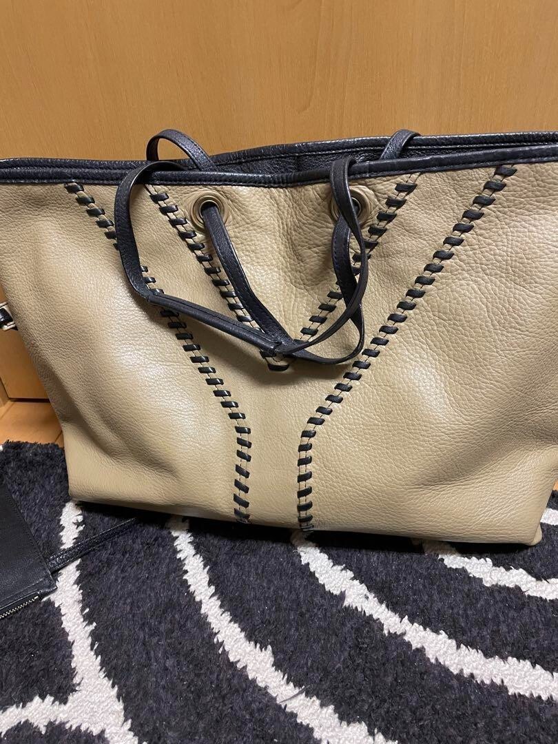 Borsa tote Yves Saint Laurent reversibile beige nera 6 spedita dal Giappone!! JP!!!!