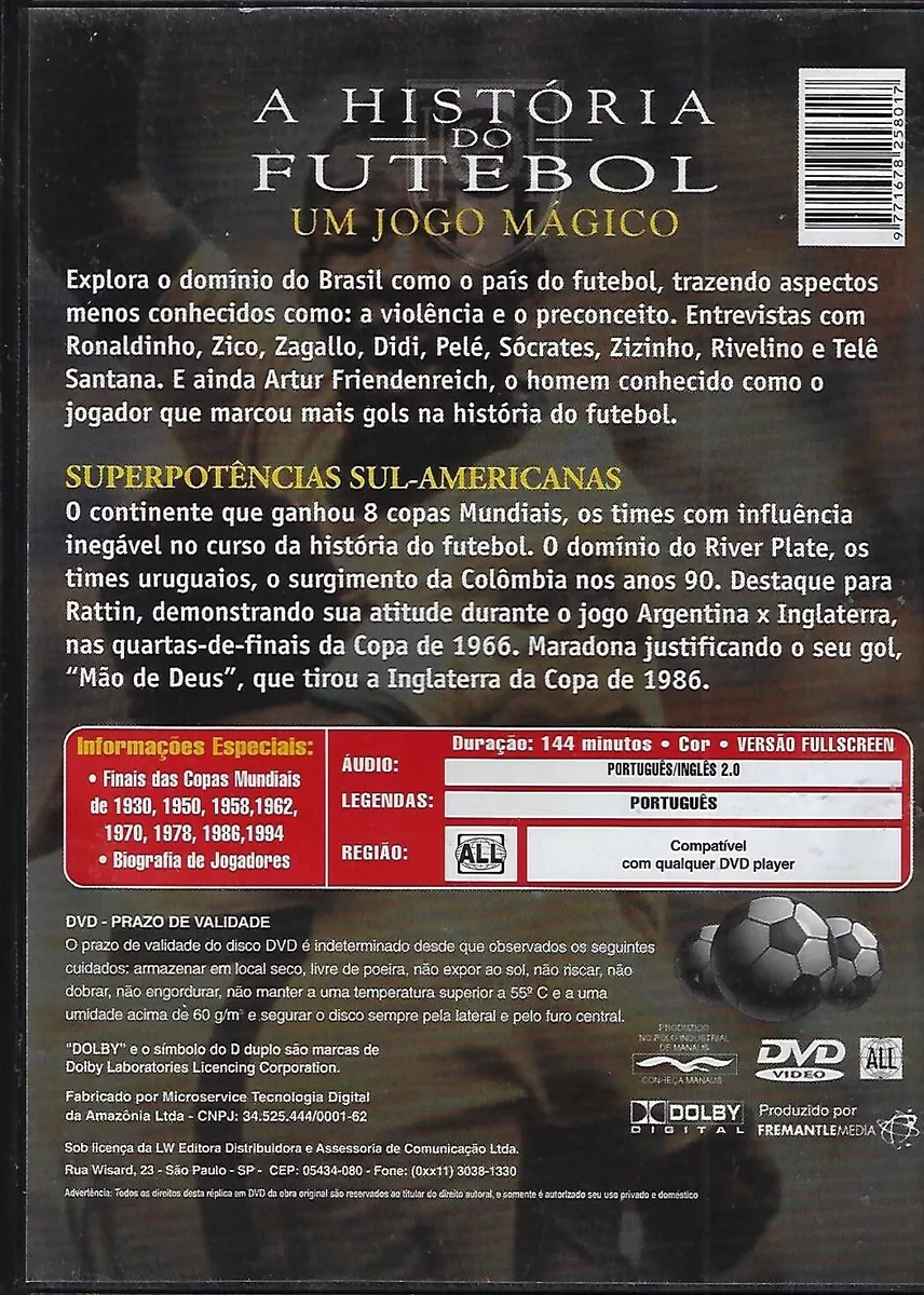 A Historia do Futebol Um Jogo Magico - Brasil Superpotencias Sul-Americanas  DVD