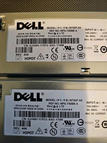 GENUINE Dell X404H Y8132 Power Supply N750P-S0 NPS-750BB A 750W - Picture 2 of 4