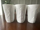 Indiana Glass Milk Glass Colony Harvest Grape Set Of 3 Juice Glasses Vintage