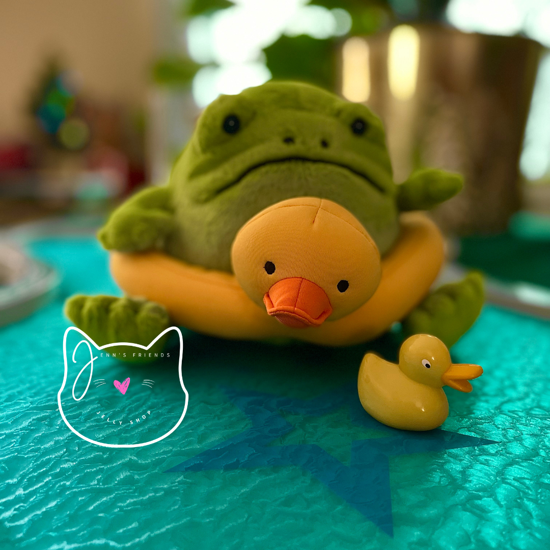  Frog in Rubber Ring　かえる　蛙　浮き輪 AUTHENTIC Jellycat RICKY RAIN FROG RUBBER RING New BNWT RARE Soft