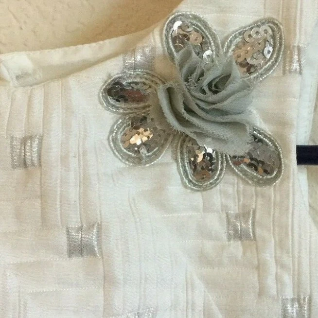 Vestido Bella Marmellata Flor Niña Ocasiones Especiales Concurso Blanco Plata Talla 5 Foto 4 de 4