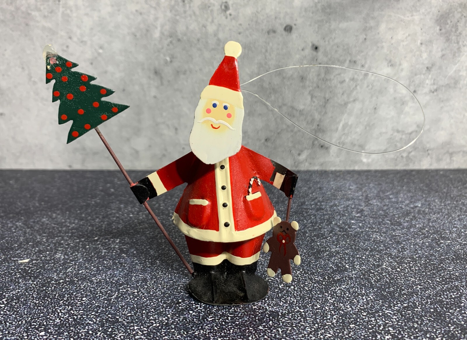 Department 56 - Christmas Decoration Metal Tin Santa Claus w/ Pine Tree Ornament