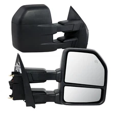 Black Housing Power Heated Towing Mirrors For 2015-2018 Ford F-150 Pair