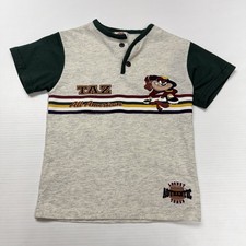Vtg 1998 Warner Bros Taz Youth Shirt 7 Looney Tunes All American Henley Cartoon