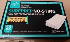 Medline Sureprep No-Sting Barrier Skin Wipes-Box of 50 - MSC1505