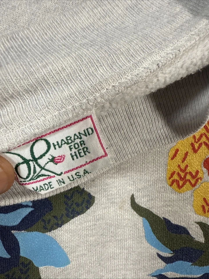Sudadera Vintage Años 80 90 Haband For Her Flor Talla Grande De Colección Foto 4 de 4