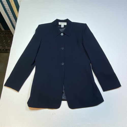 Jones New York 100% Worsted Wool Dark Navy Blue 30 in 3 Button Blazer Women's 12