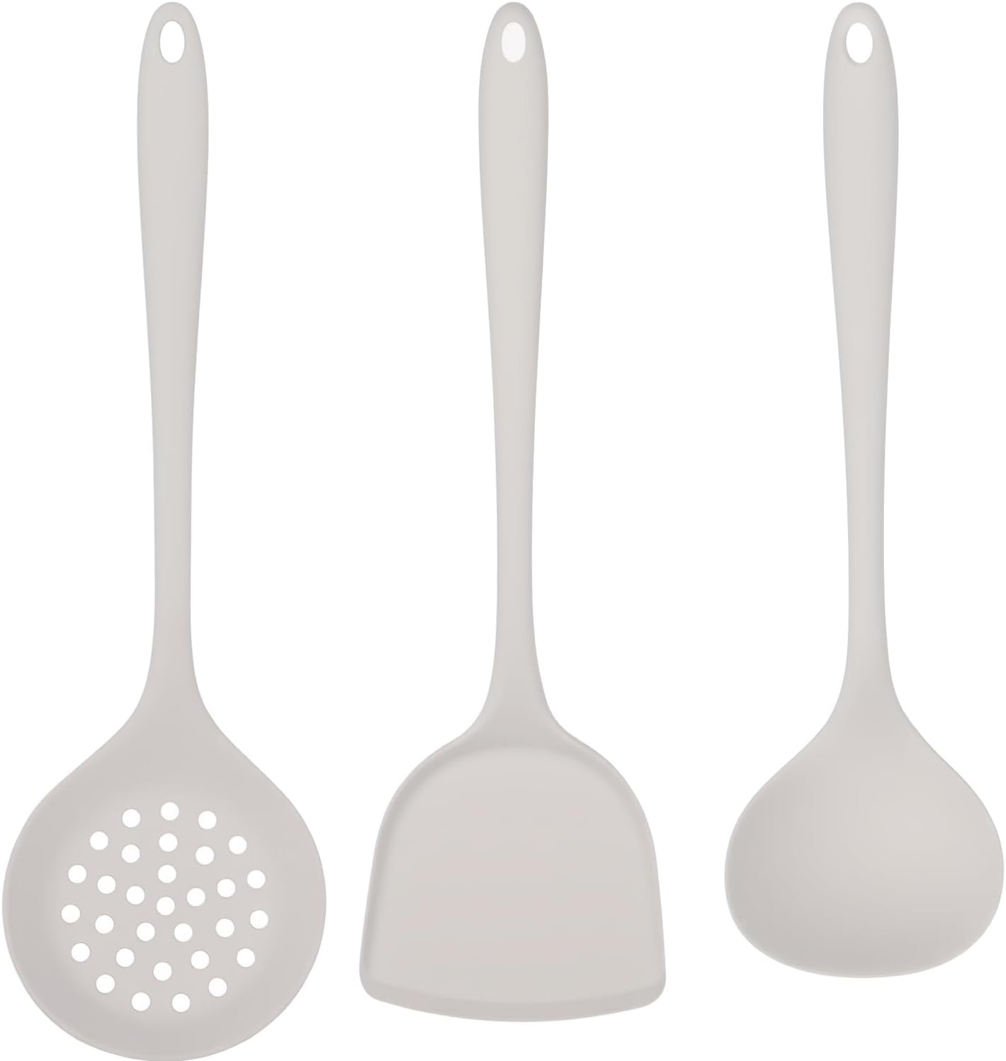 Silicone Kitchen Utensil Set - 3 Piece Cooking Tools L, White - 3 Pcs 