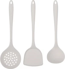 Silicone Kitchen Utensil Set - 3 Piece Cooking Tools L, White - 3 Pcs 