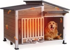 Large Heated Dog House Outdoor XL Insulated Weatherproof Dog Kennel 60"H