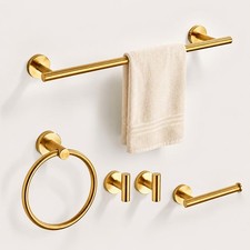 Brushed Gold Bathroom Hardware Set 5 Piece W/ Towel Racks Bathroom SUS304