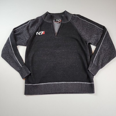 Mass Effect N7 Bioware Quarter Zip Sweatshirt Size L Cotton Acrylic - Rare