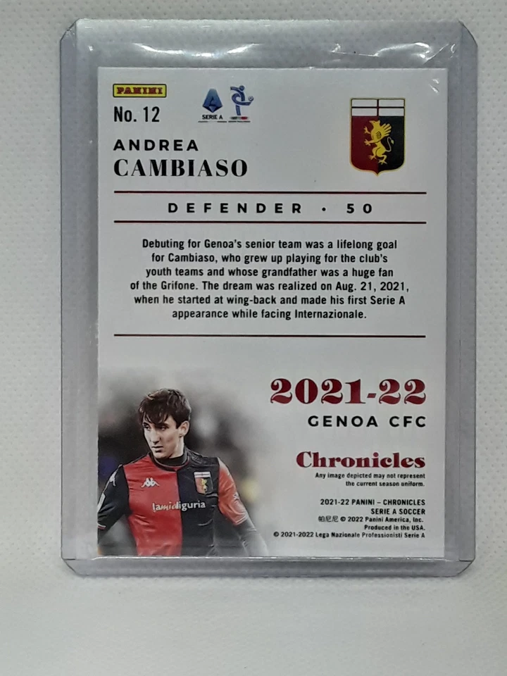 Andrea Cambiaso 2021-22 Chronicles Chronicles Serie A Red Lasers RC #12 - Genoa - Image 2 of 2