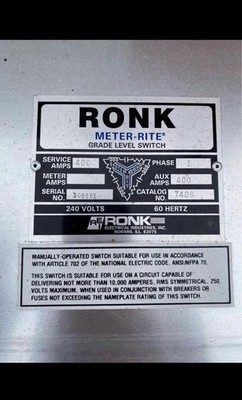 RonK Meter-Rite 7406 Metal Enclosure 240V 400A 1-Phase Exterior Manual