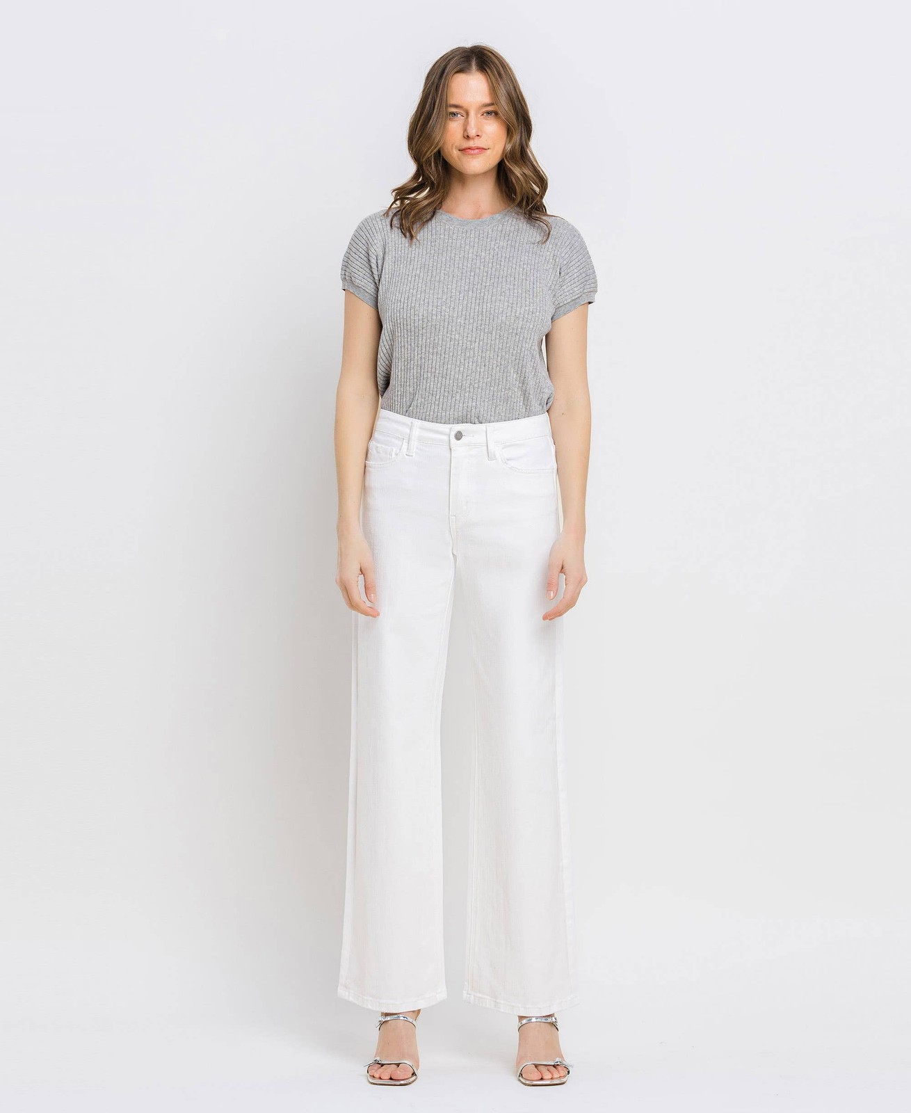 VERVET by FLYING MONKEY OPTIC WHITE HIGH RISE WIDE LEG JEANS