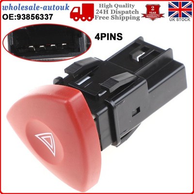 Hazard Warning Switch Button Fits Renault Laguna Espace Trafic Vauxhall Vivaro