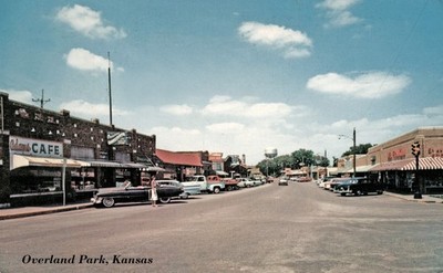 Overland Park, Kansas Santa Fe Drive Cafe Postcard COPY #77324
