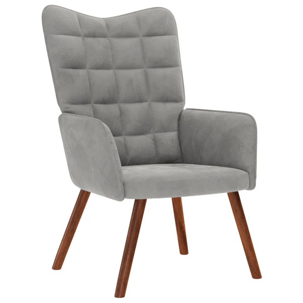 Relaxsessel Hellgrau Samt Sessel Mit Relaxfunktion Wohnzimmer Lesesessel-image