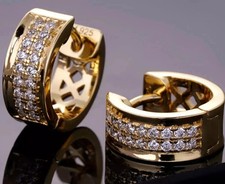 2Ct Round Cut Lab Created Diamond Huggie Hoop Earrings 14k Yellow Gold Plated