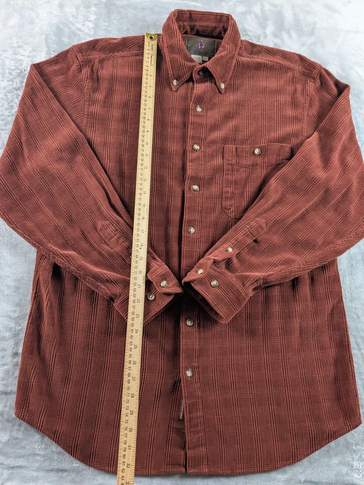 The Territory Ahead Shirt Mens Large Tall Rust Cotton Silk Corduroy Button Down - Image 3 of 4