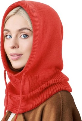 DRESHOW Wintermützen für Damen Balaclava Strickmütze Skull Cap mit Kordelzug Wa