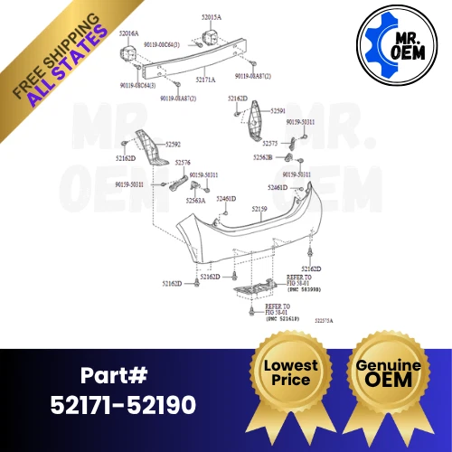 *NUEVO* BARRA DE IMPACTO TRASERA ORIGINAL OEM TOYOTA PRIUS C 2012-2019, 52171-52190 Foto 2 de 3