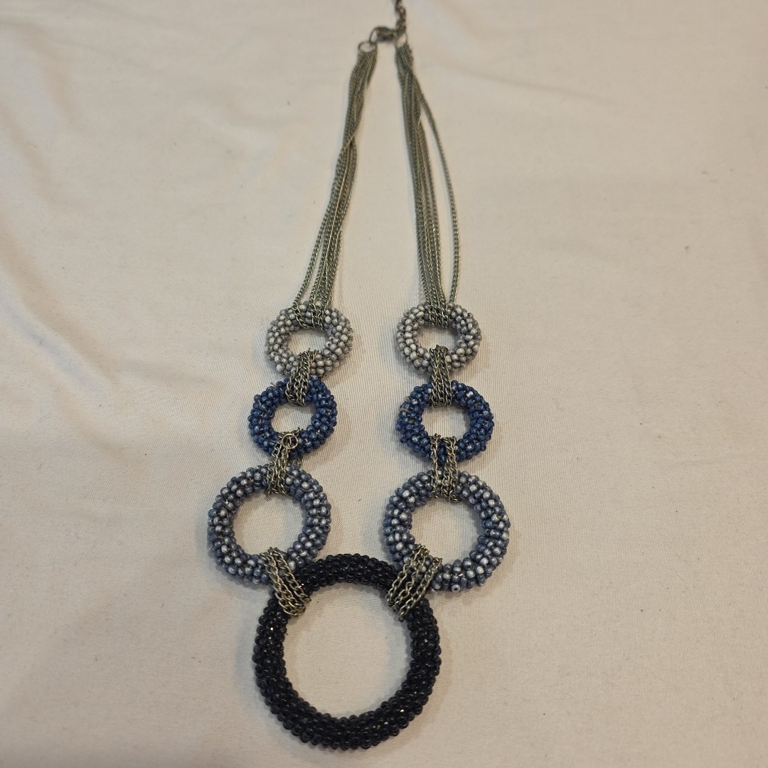 Chunky Loop Statement Necklace Black, Blue & Grey… - image 10