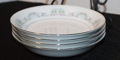 Crown Ming  Fine China Porcelain Floral Dinnerware: Soup Salad Bowls x 4