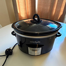 Crock-Pot Programmable 3.5L Slow Cooker Black Ceramic Bowl Glass Lid 220W