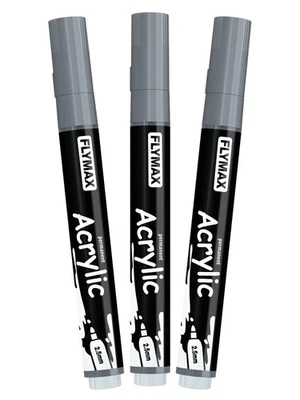 FLYMAX Grey Marker Paint Pens - Permanent Marker Pens Grey Acrylic Paint