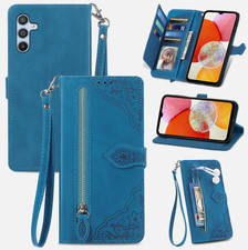 Zipper Women/Girl Magnetic Leather Card Holder Wallet Kickstand Phone Case Cover