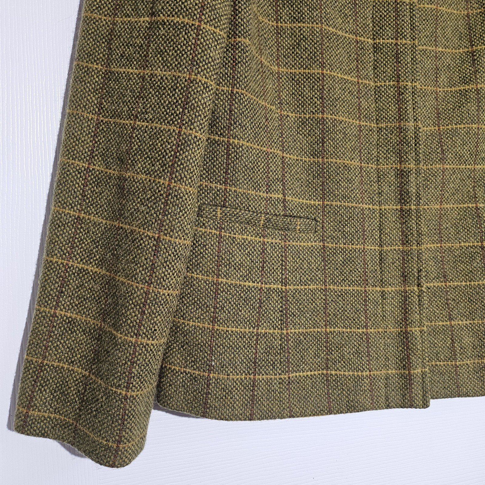 Ann Taylor Women's Olive Green Plaid  Wool Blend Blazer Jacket Size 10