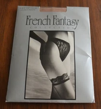 French Fantasy Collection Color NUDE Lace Top Thi-Hi Stockings & Lace Panty M/L