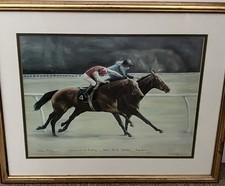 Sesame And Rudig, Newbury Races, Large Signed Watercolour Print by Mike Burr