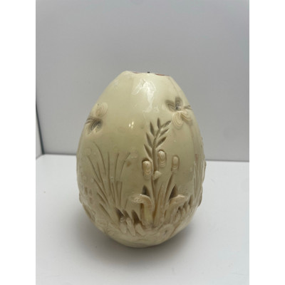 Vintage Melanie H Demmon 1984 Hand Carved Candle Sculpted Flora Butterfly