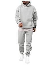 Men's 2 Piece Outfits Hoodie Sweatshirt Tracksuit  Joggers Large Light Grey