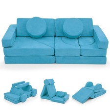14 PCS Modular Kids Play Couch Child Sectional Sofa Toddler Soft Playset Blue