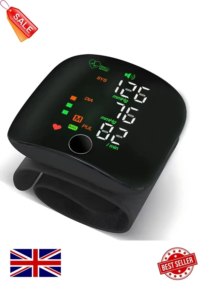 Rechargeable LED Wrist Blood Pressure Monitor Voice Broadcast Heart Rate Monitor