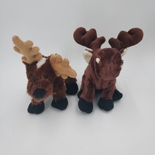 GANZ Webkinz Brown Moose HM375 and Reindeer HM137 No Codes Plush