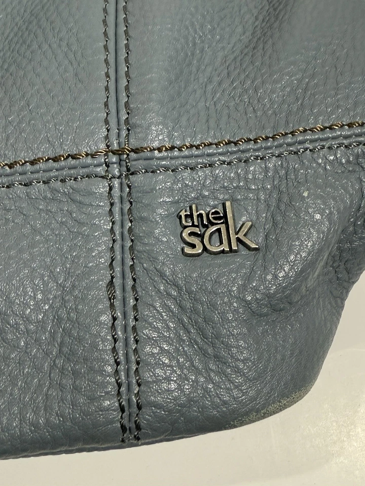 Bolso de Hombro Vintage The SAK “De Young” Hobo Slouch 100% Cuero Azul Pizarra Foto 2 de 4