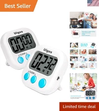 2 Pack Digital Kitchen Timer II - Big Digits & Loud Alarm for Effortless Timing