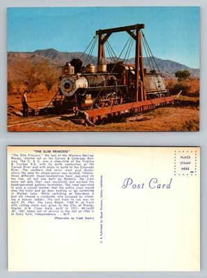#ad Independence CA California Slim Princess Narrow Gauge Train Vintage Postcard $14.95